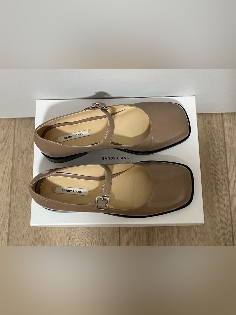 Sandy Liang Mary Jane Spazzolato Taupe SIZE 40